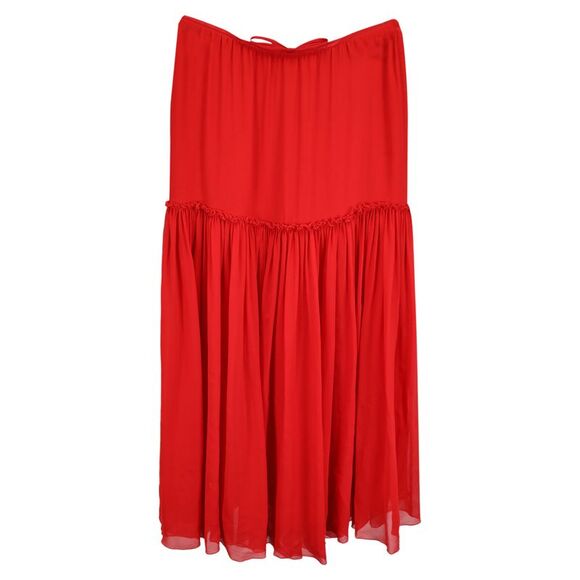 Giambattista Valli Midi Length Skirt in Red Silk - Picture 1 of 3